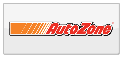 AutoZone logo in red and orange on a light gray background