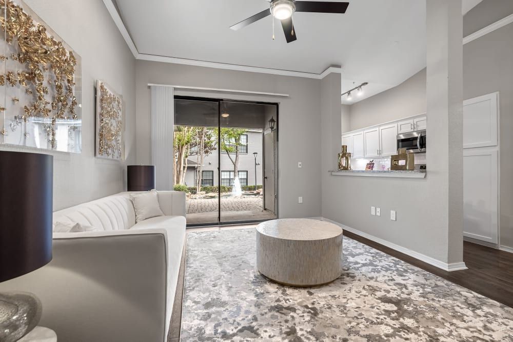 Living room at Marquis at Waterview in Richardson, TX.