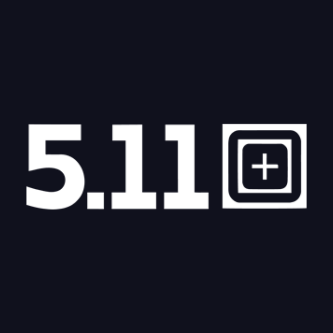 the logo for the company 5.11 is white on a black background