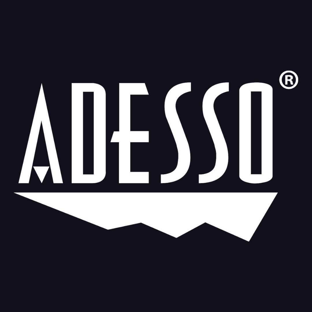 a black and white logo for a company called adesso