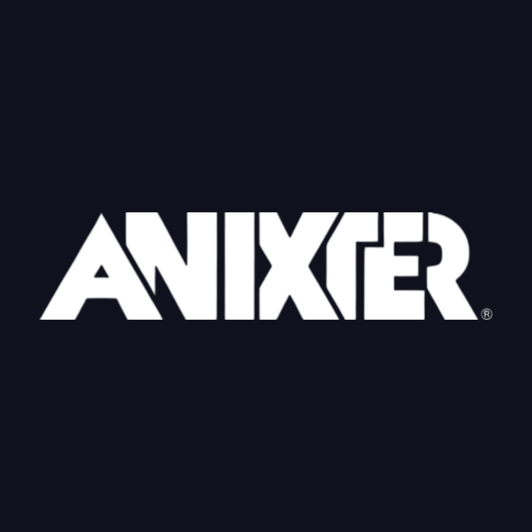 a white anixter logo on a black background