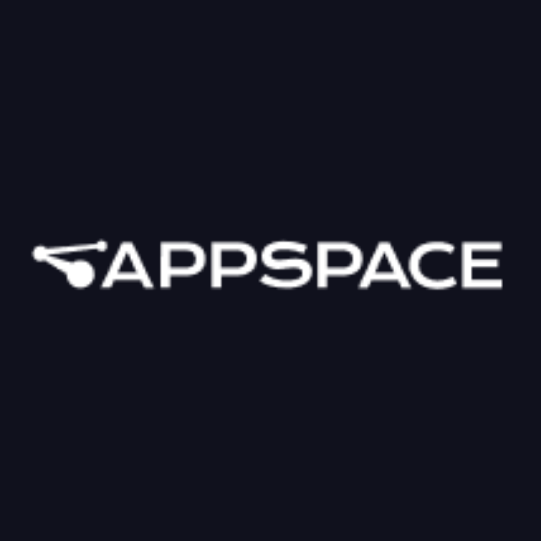 the logo for appspace is on a dark blue background .