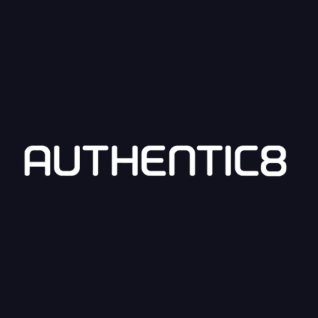 a logo for authentic8 on a dark blue background