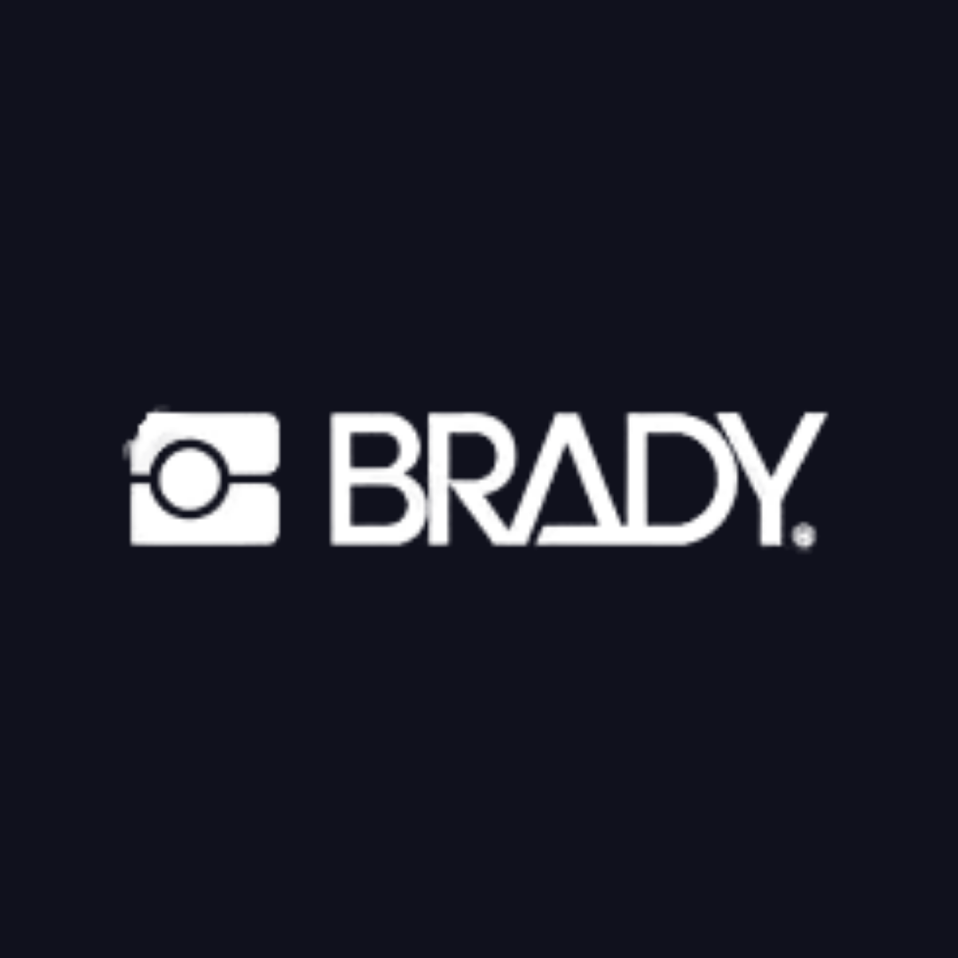 the brady logo is on a dark blue background .