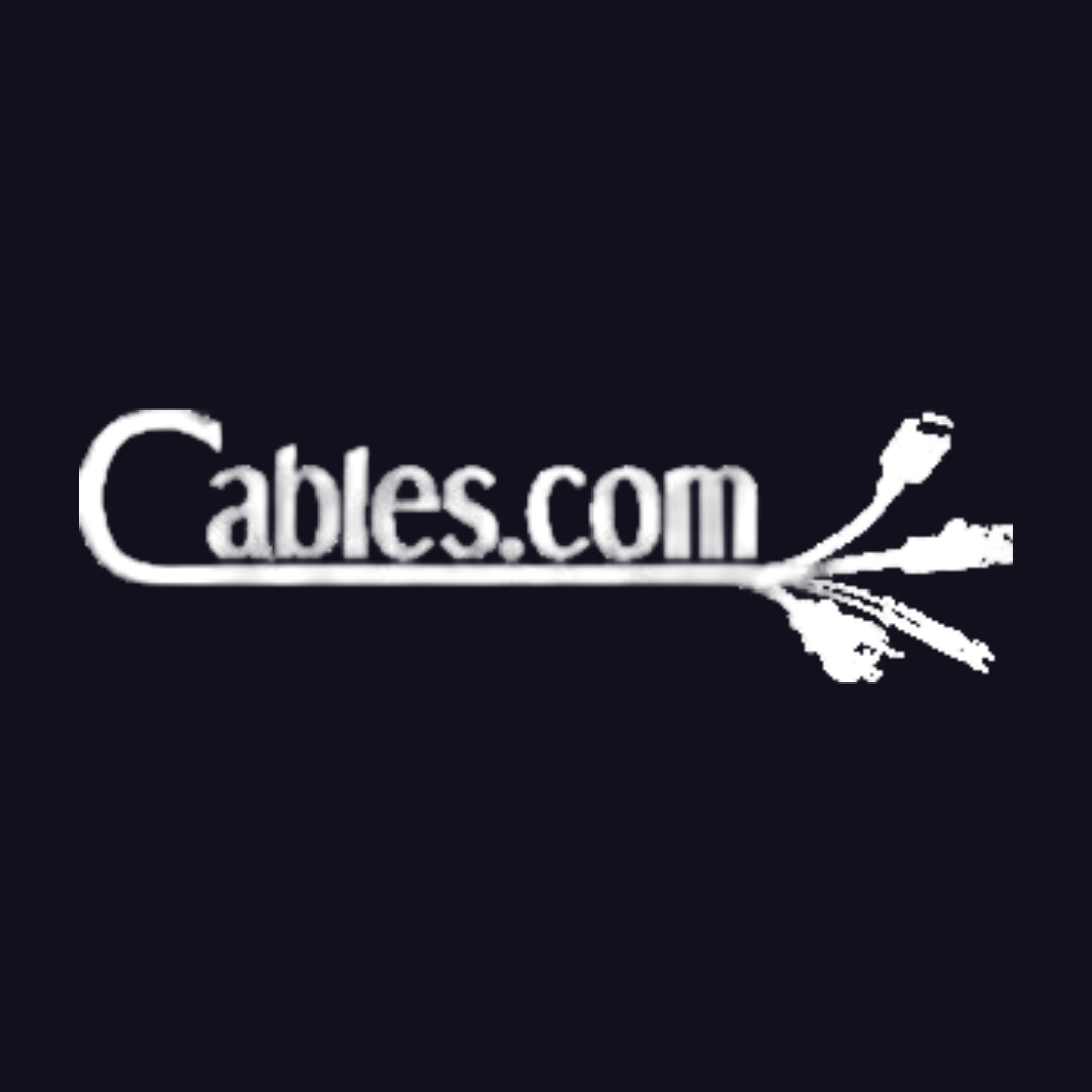 a logo for cables.com with a black background