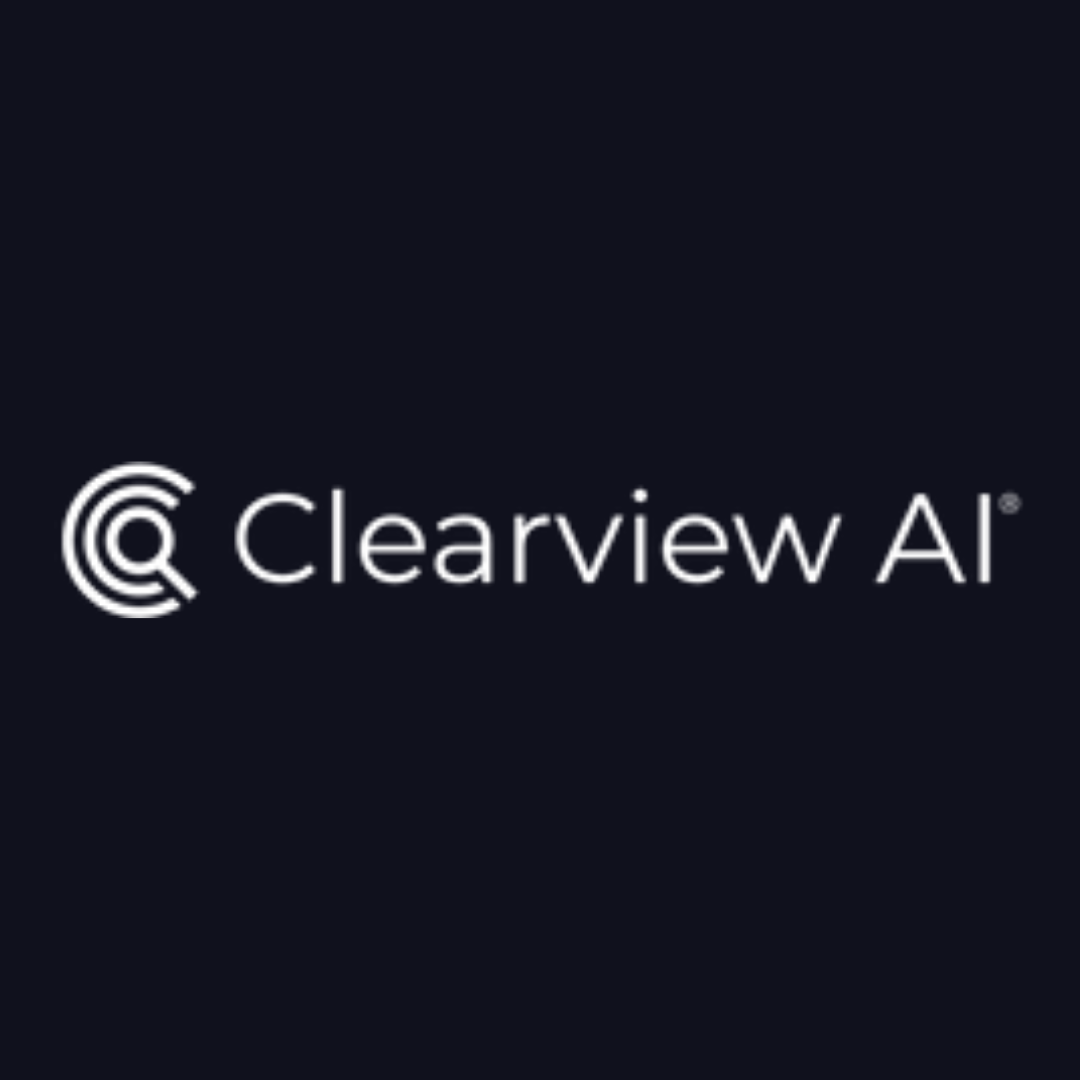 the clearview ai logo is on a dark blue background