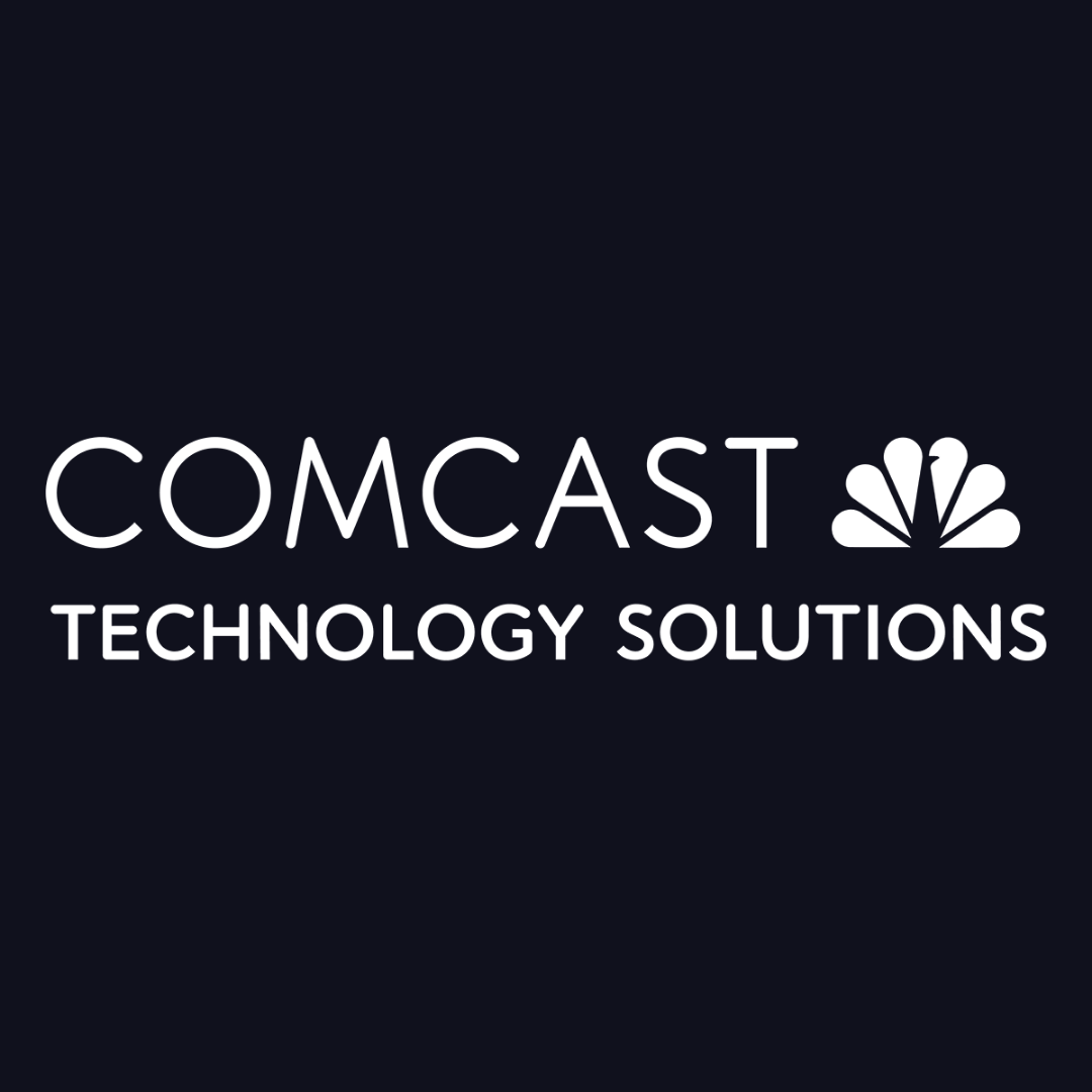 comcast technology solutions logo on a dark blue background