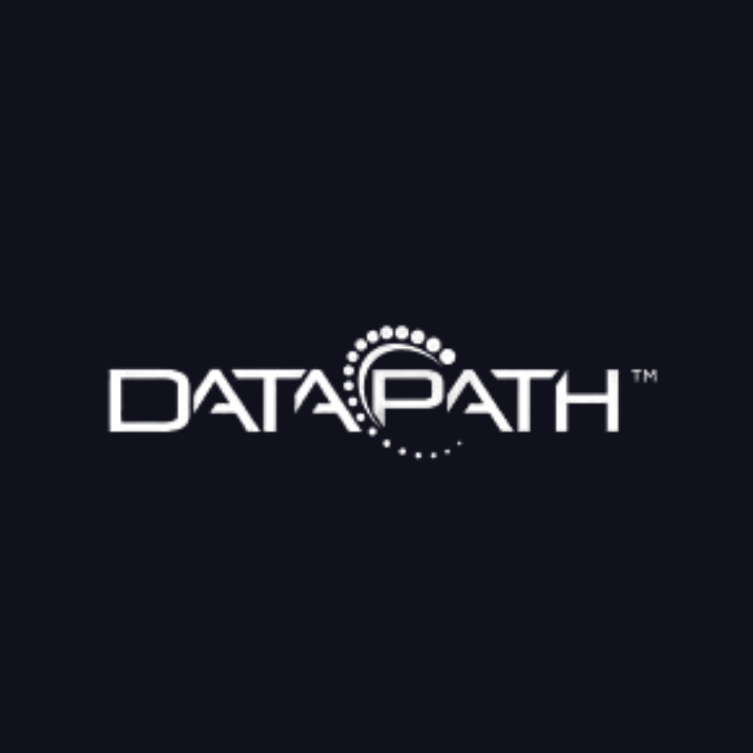the logo for datapath is on a dark blue background