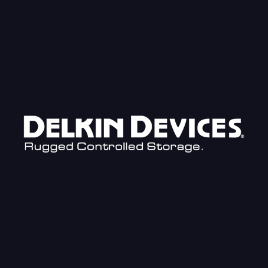 a logo for delkin devices rugged controlled storage