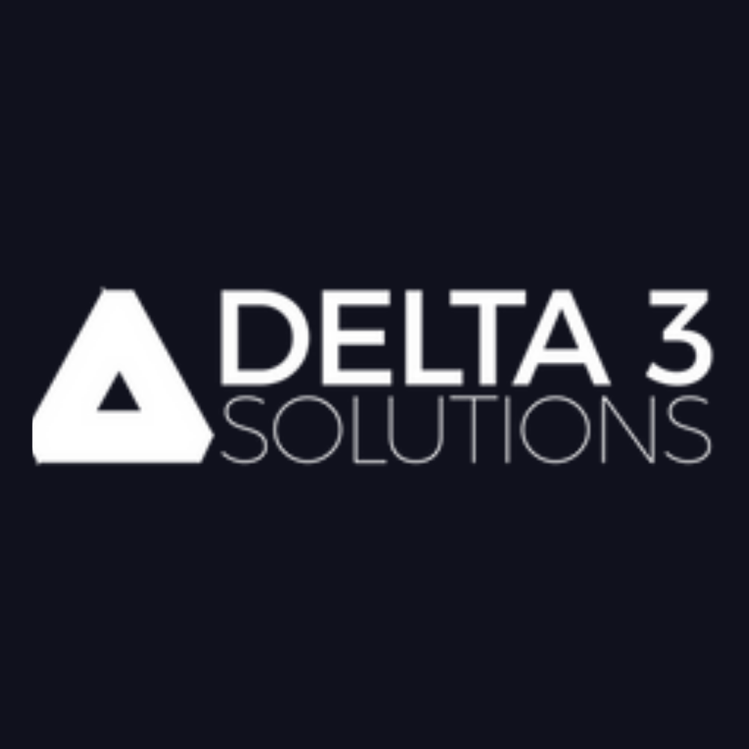 delta 3 solutions logo on a dark blue background
