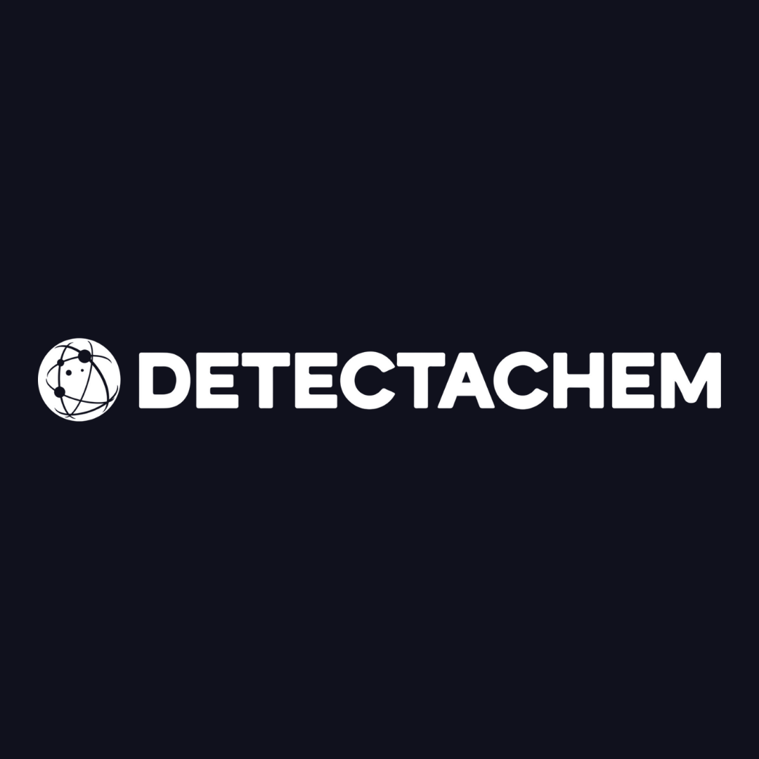 the logo for detectachem is on a dark blue background .