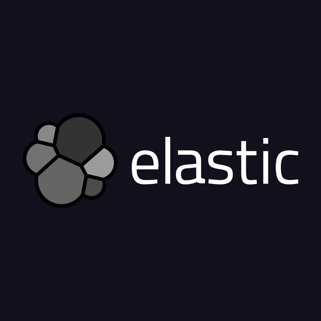 a logo for elastic is shown on a dark blue background