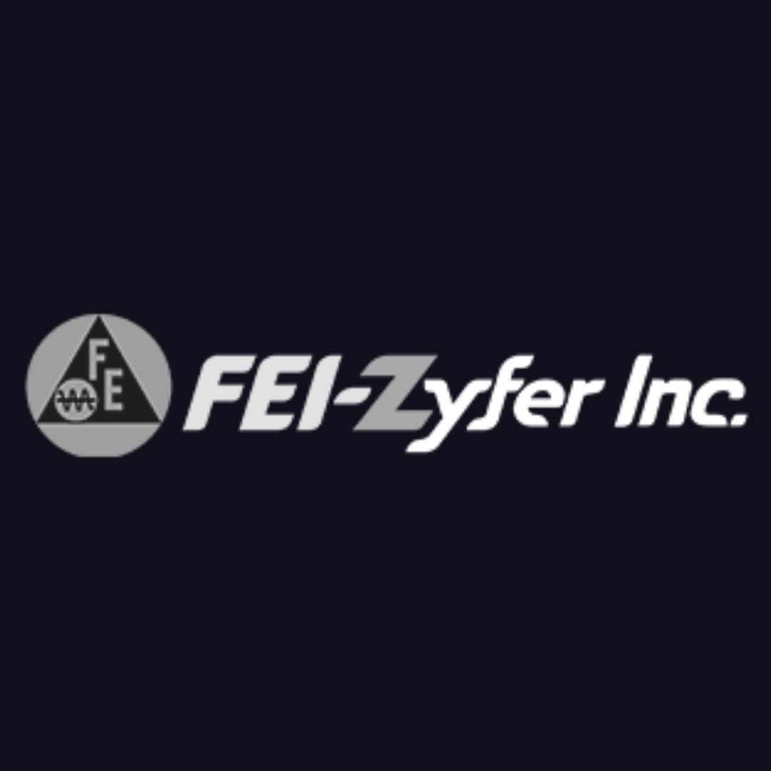 a black and white logo for fei-zyfer inc.
