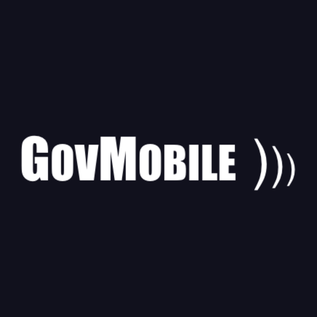 the govmobile logo is on a black background .
