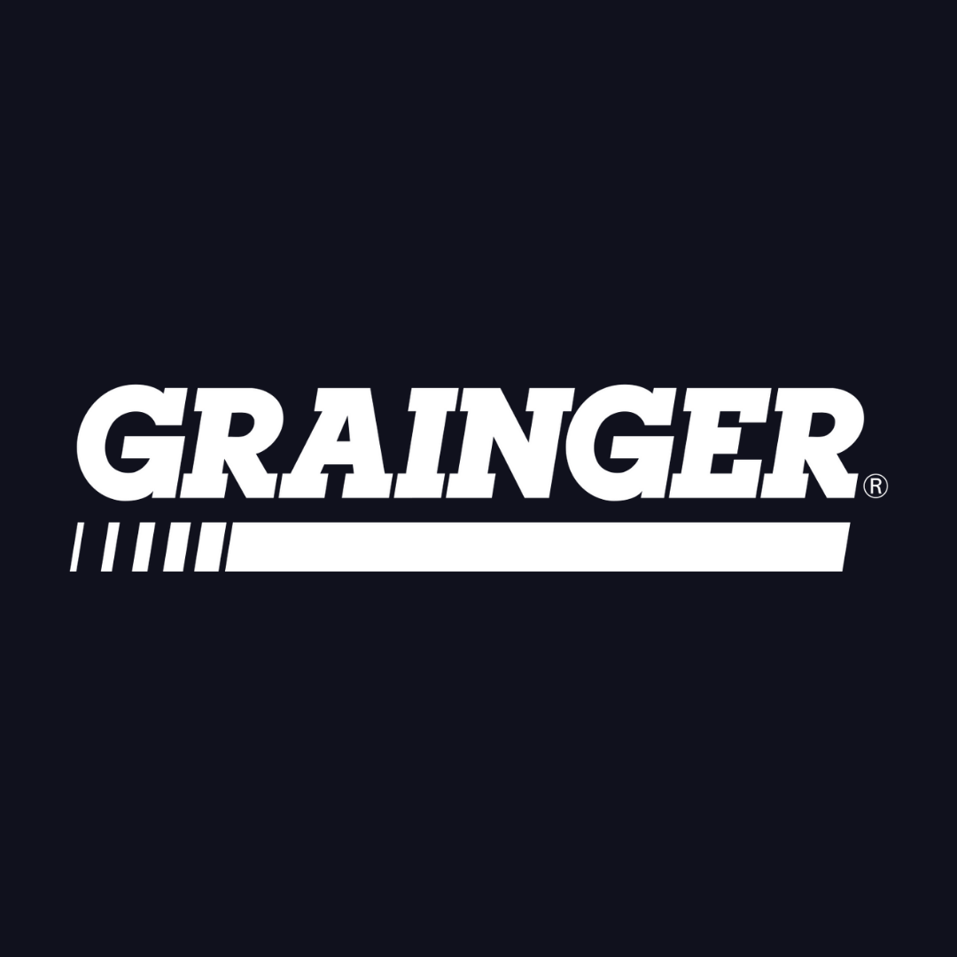 The grainger logo is white on a black background.