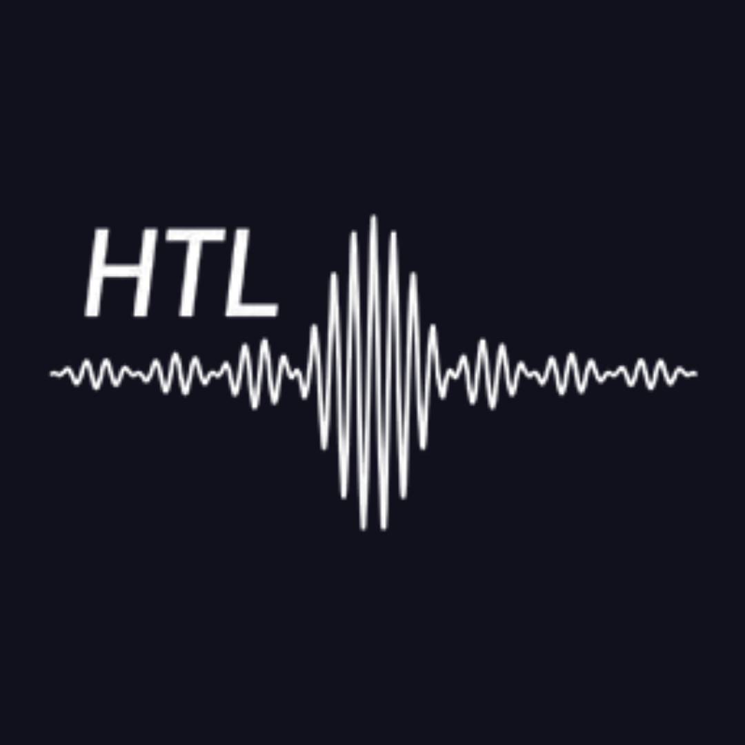 a logo for htl with a sound wave