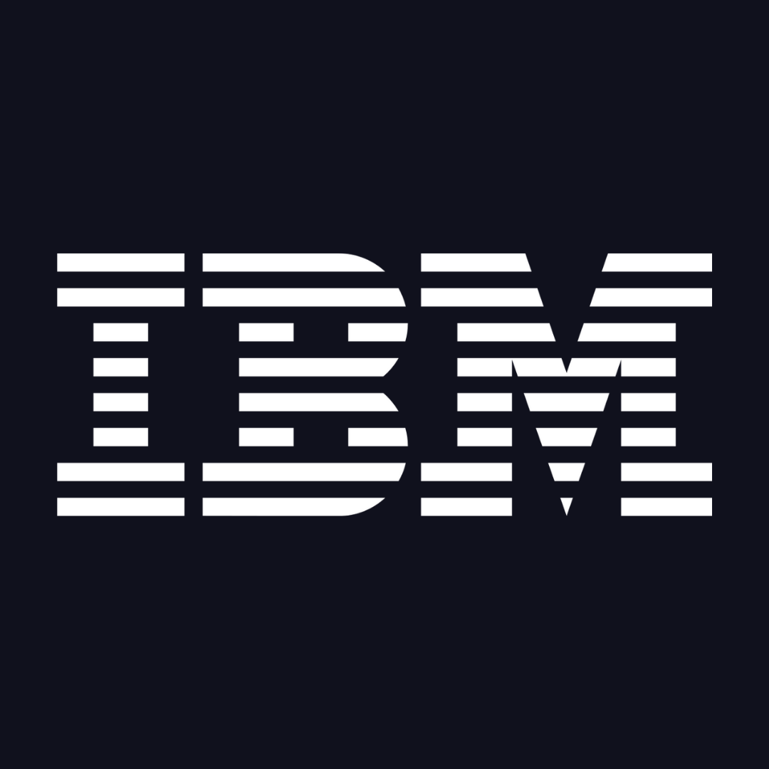 The ibm logo is white on a black background.