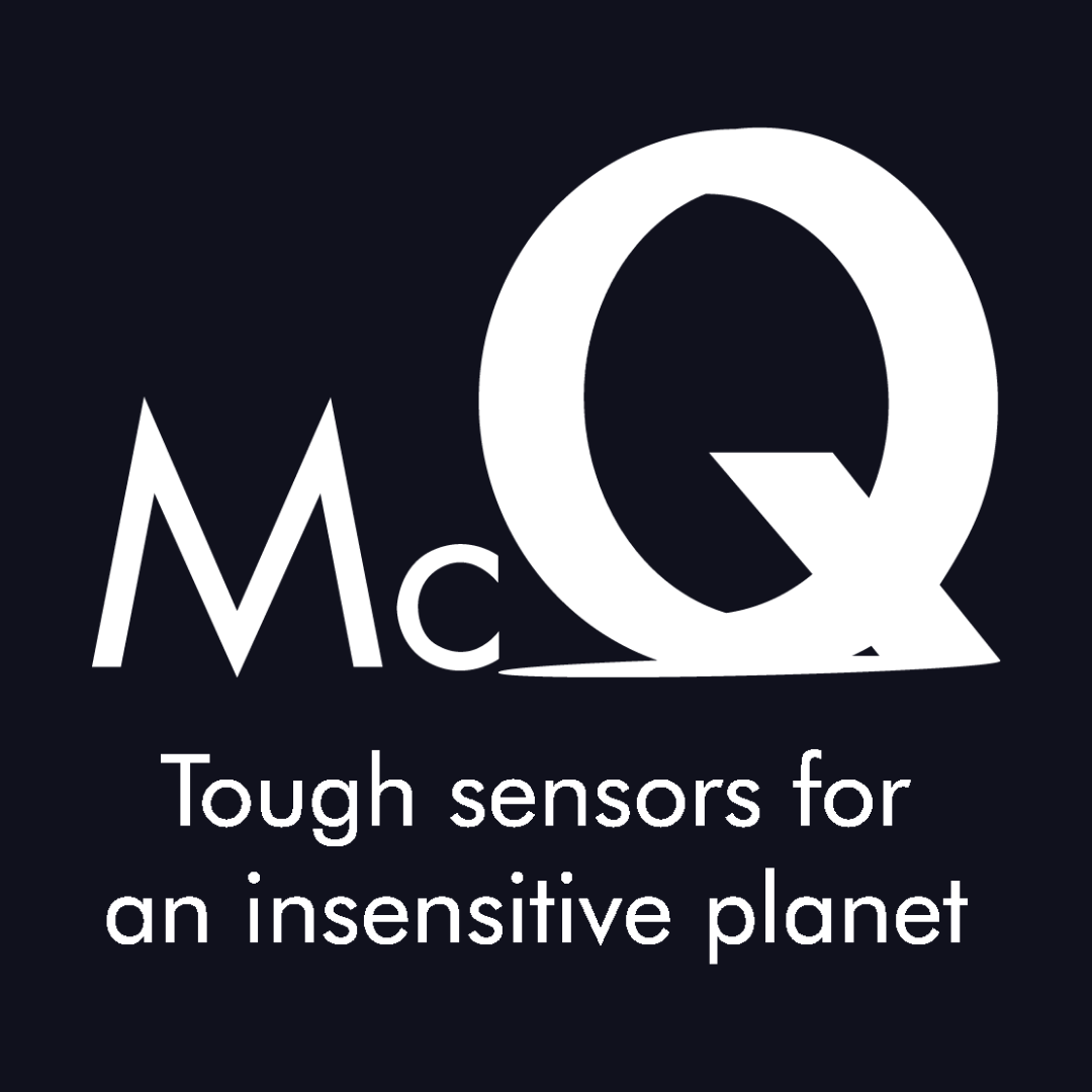 a logo for mcq tough sensors for an insensitive planet