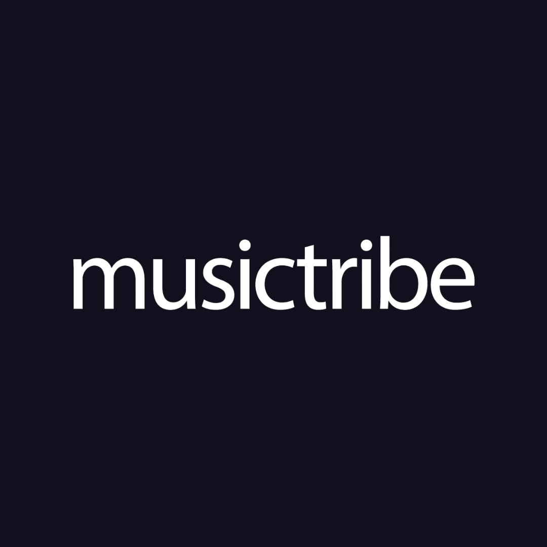 the musictribe logo is on a dark blue background .