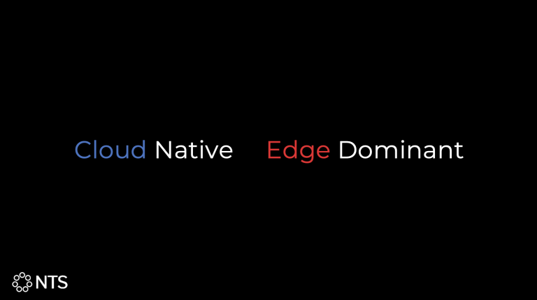 the words cloud native edge dominant are on a black background .