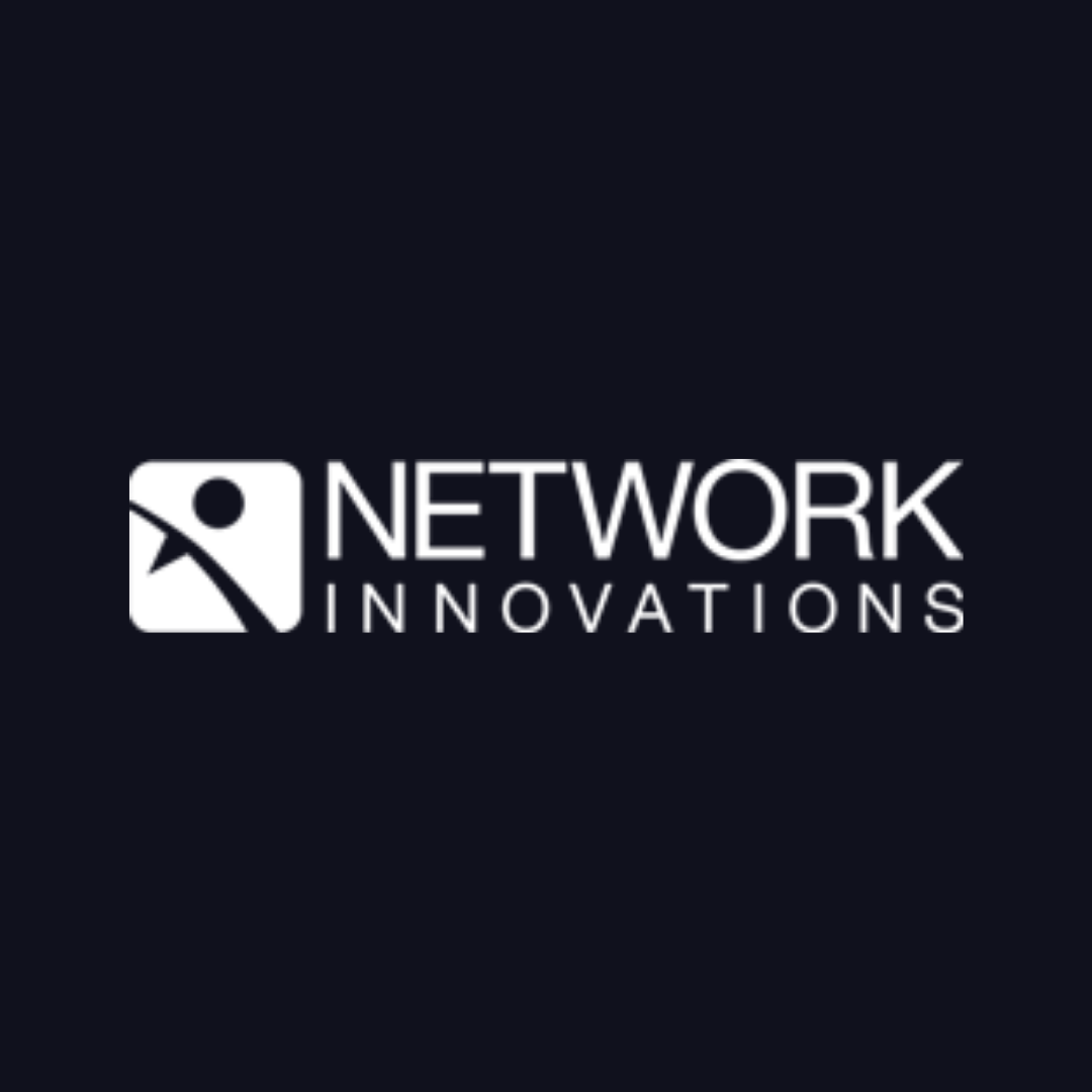 a black and white logo for network innovations