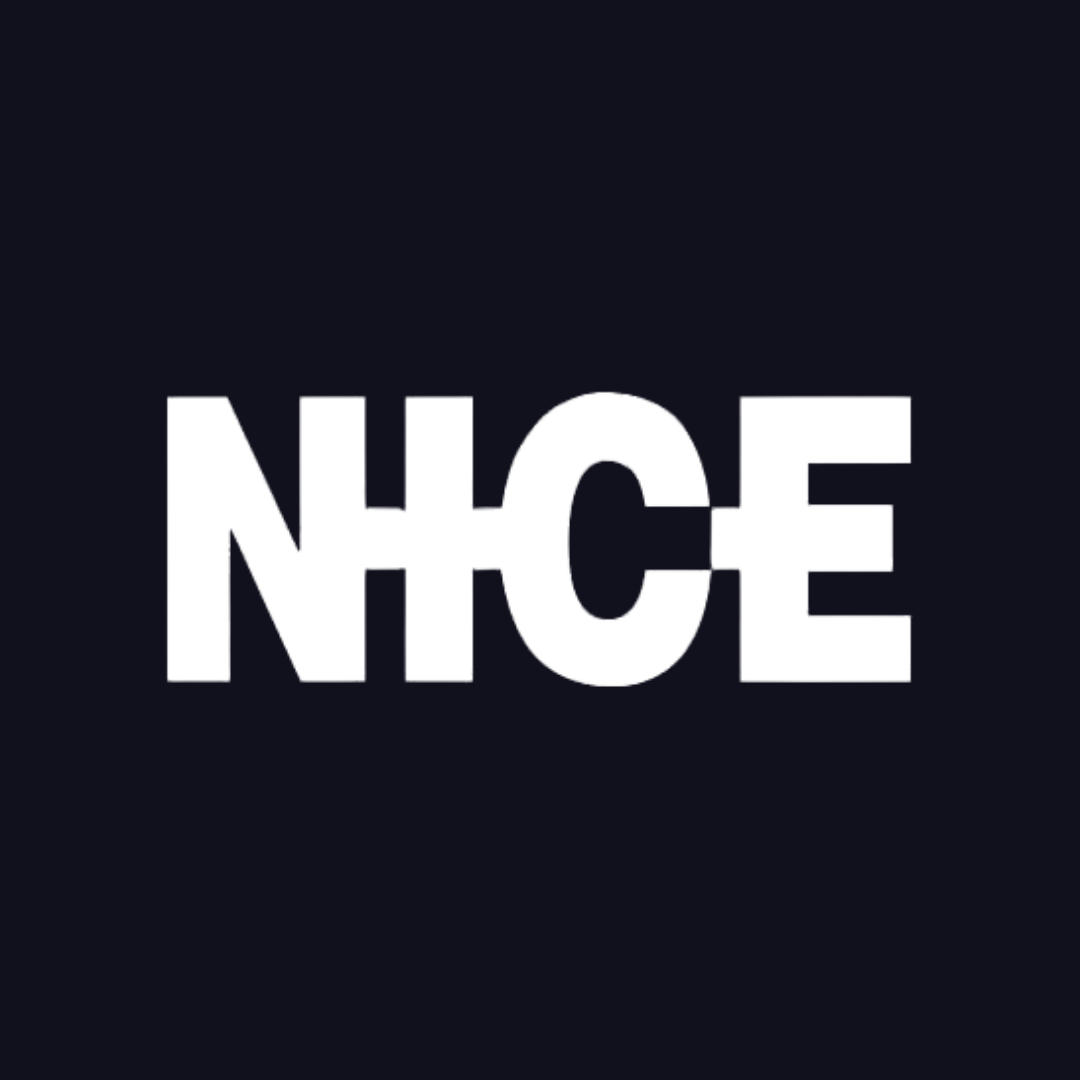 the word nice is written in white on a black background