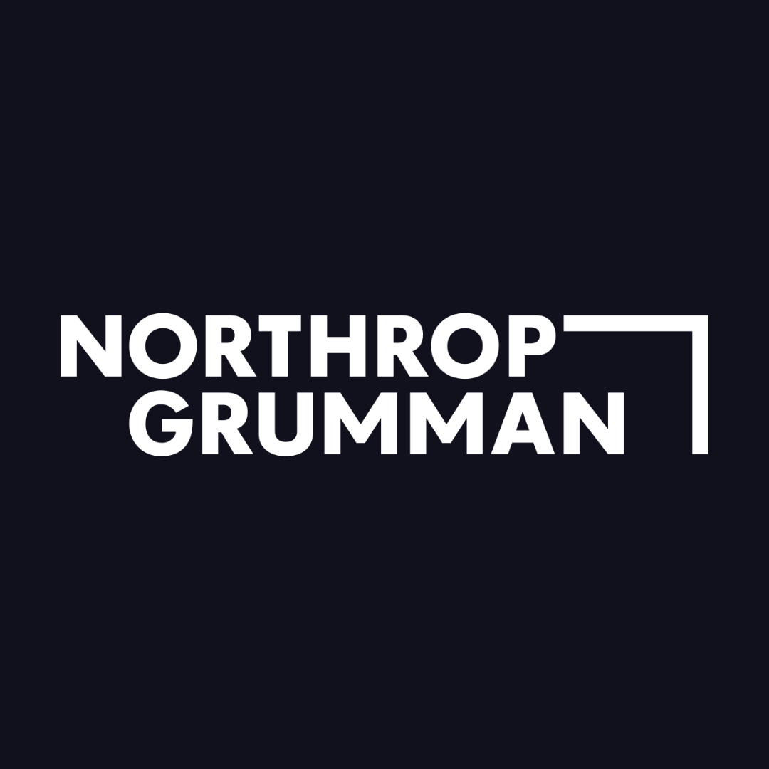 the northrop grumman logo is white on a black background .