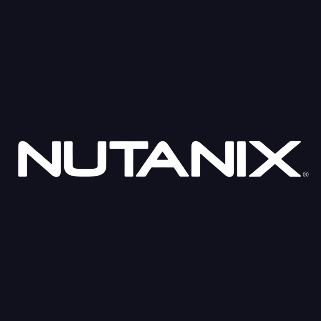 the nutanix logo is white on a black background .