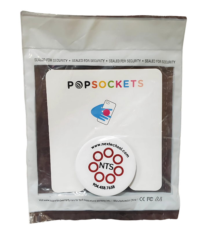 A popsocket in a bag that says popsockets on it