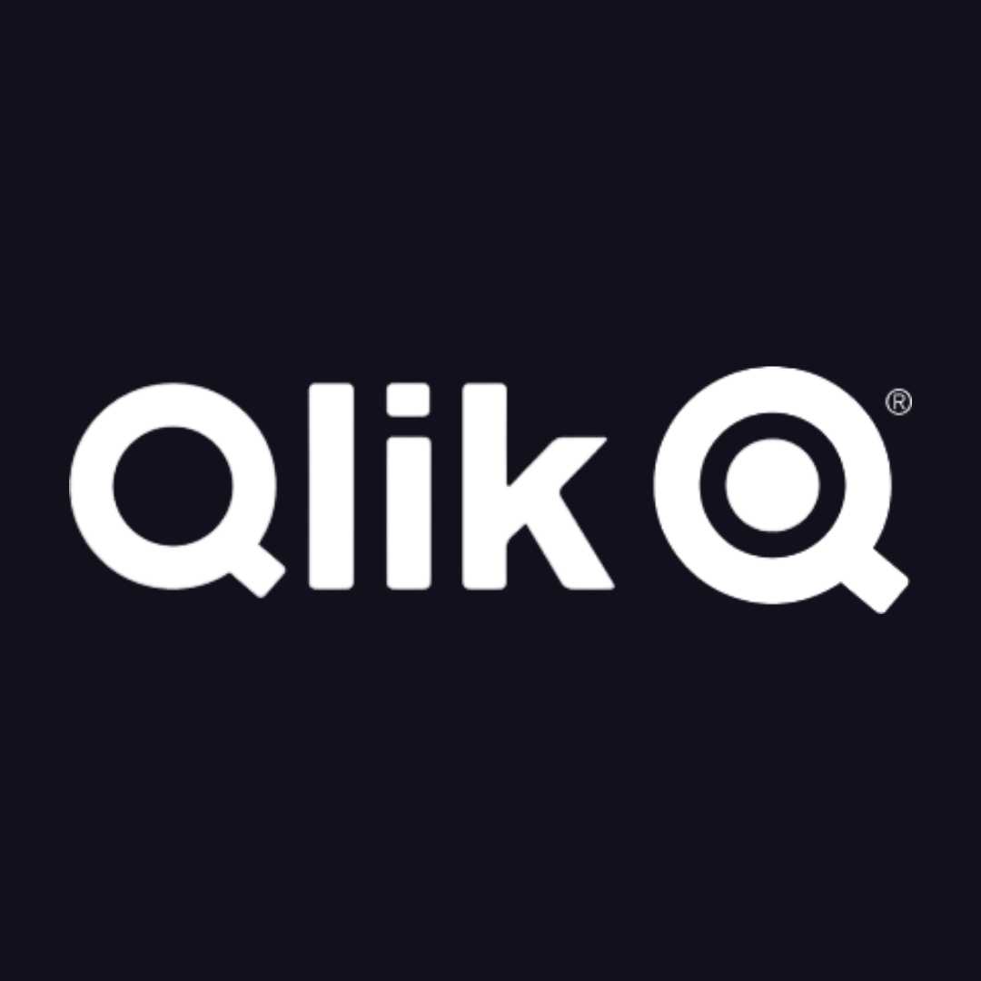 a white logo on a black background that says ' qlik q '