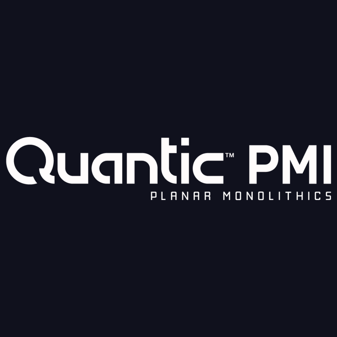 a quantic pmi logo on a black background