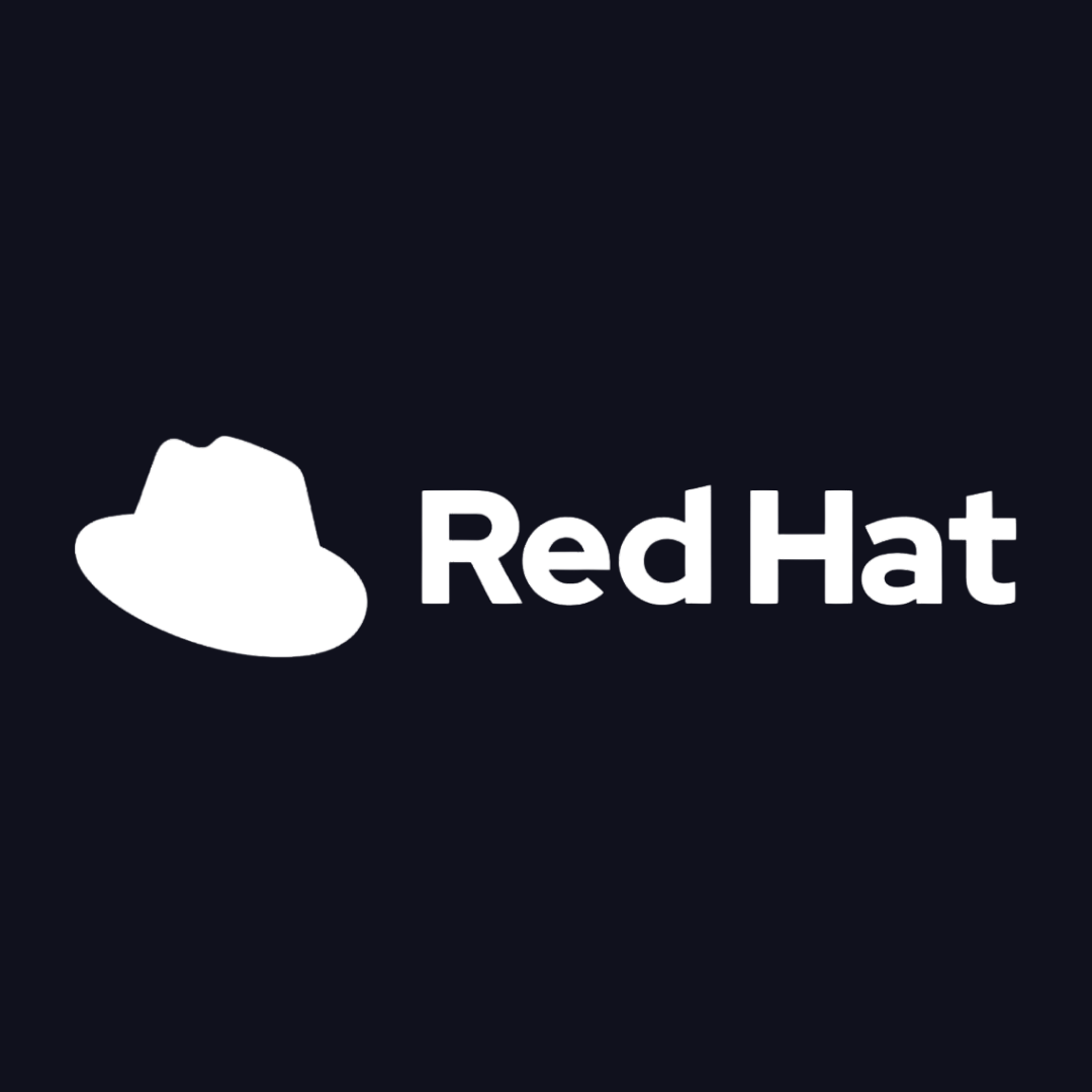 the red hat logo is a white hat on a black background .