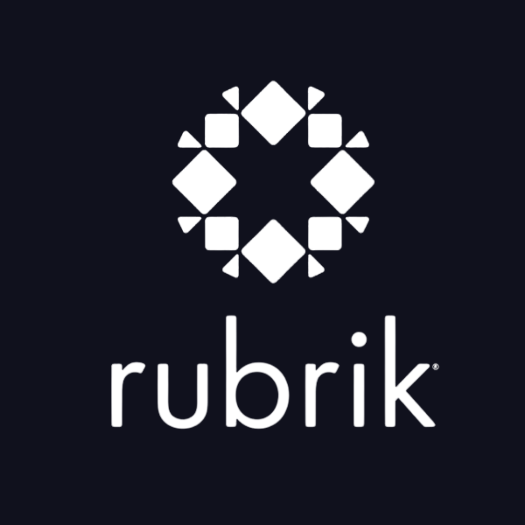a white rubrik logo on a black background