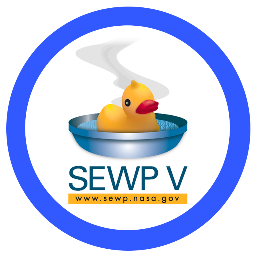 a logo for sewp v with a rubber duck in a bowl
