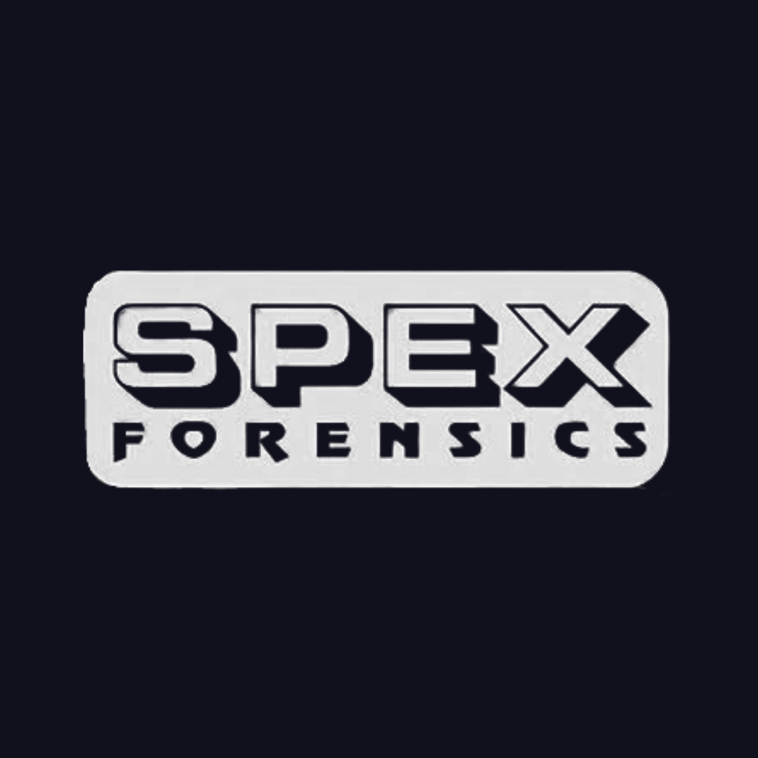 a black and white logo for spex forensics