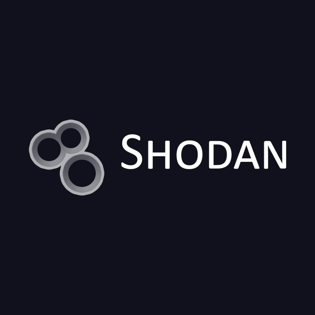 the shodan logo is on a dark blue background .