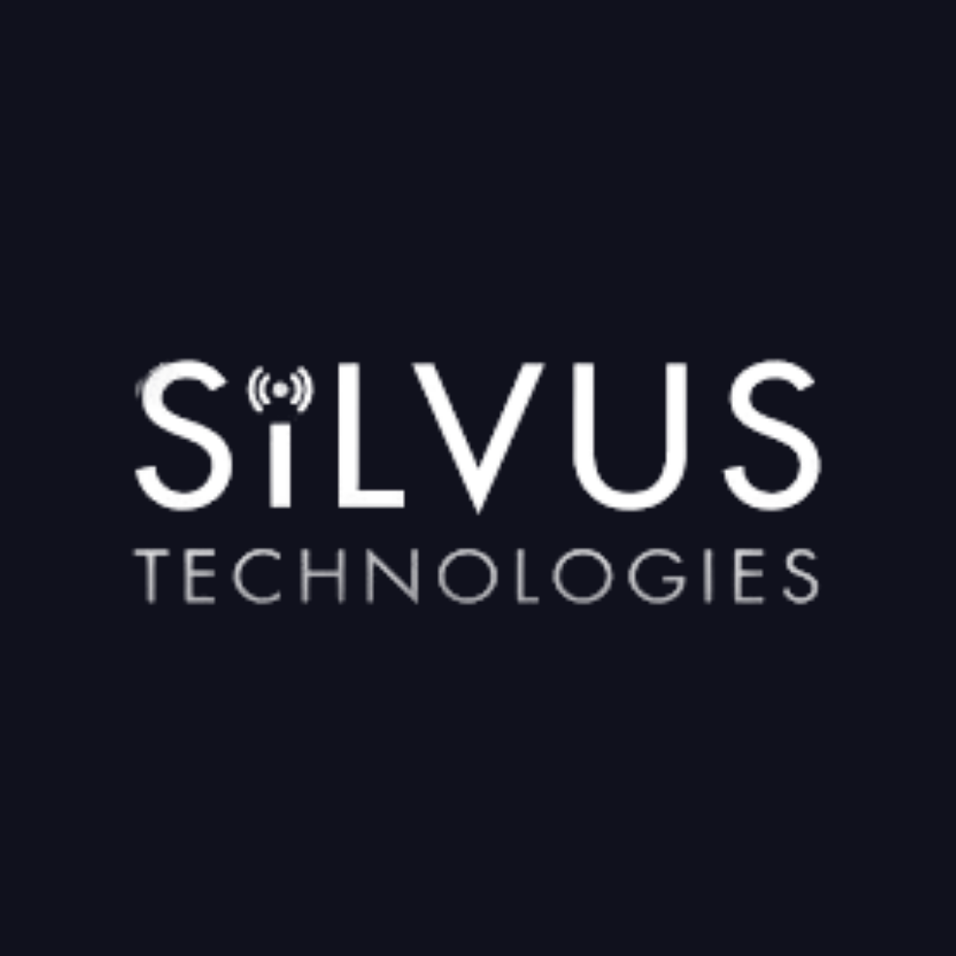 a logo for silvus technologies on a dark blue background
