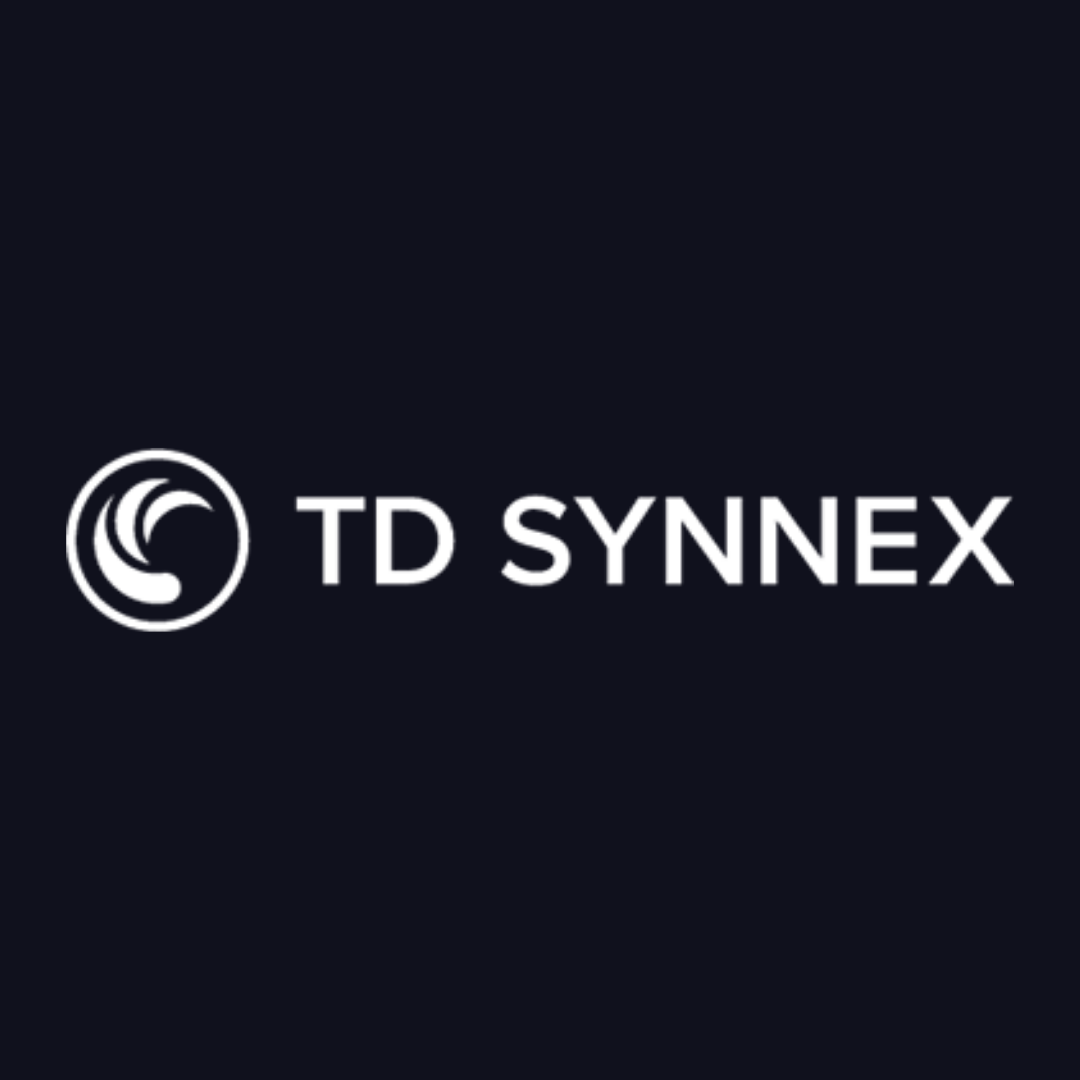 the td synnex logo is on a dark blue background .