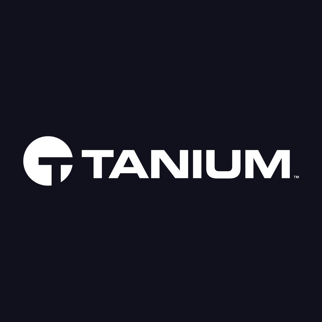 the logo for tanium is white on a black background .