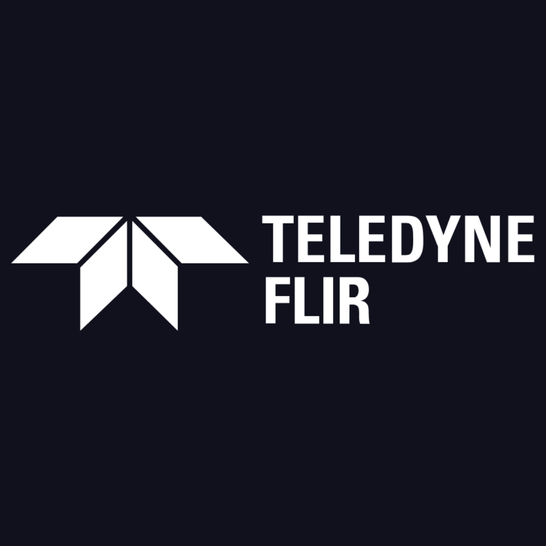 a teledyne flir logo on a black background