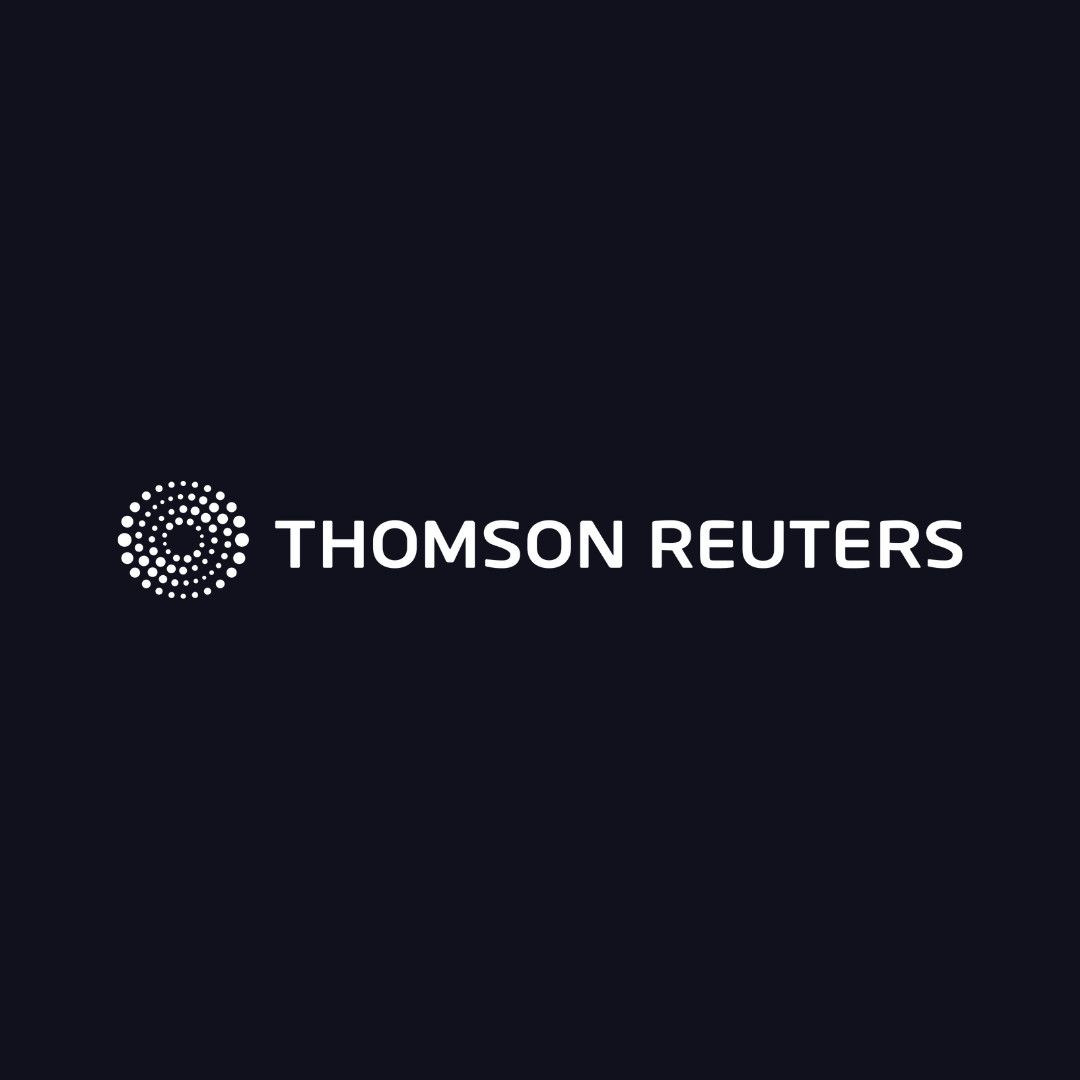 thomson reuters logo on a dark blue background