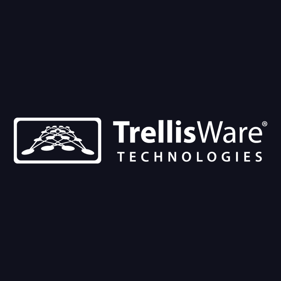 the trellisware technologies logo is on a dark blue background .