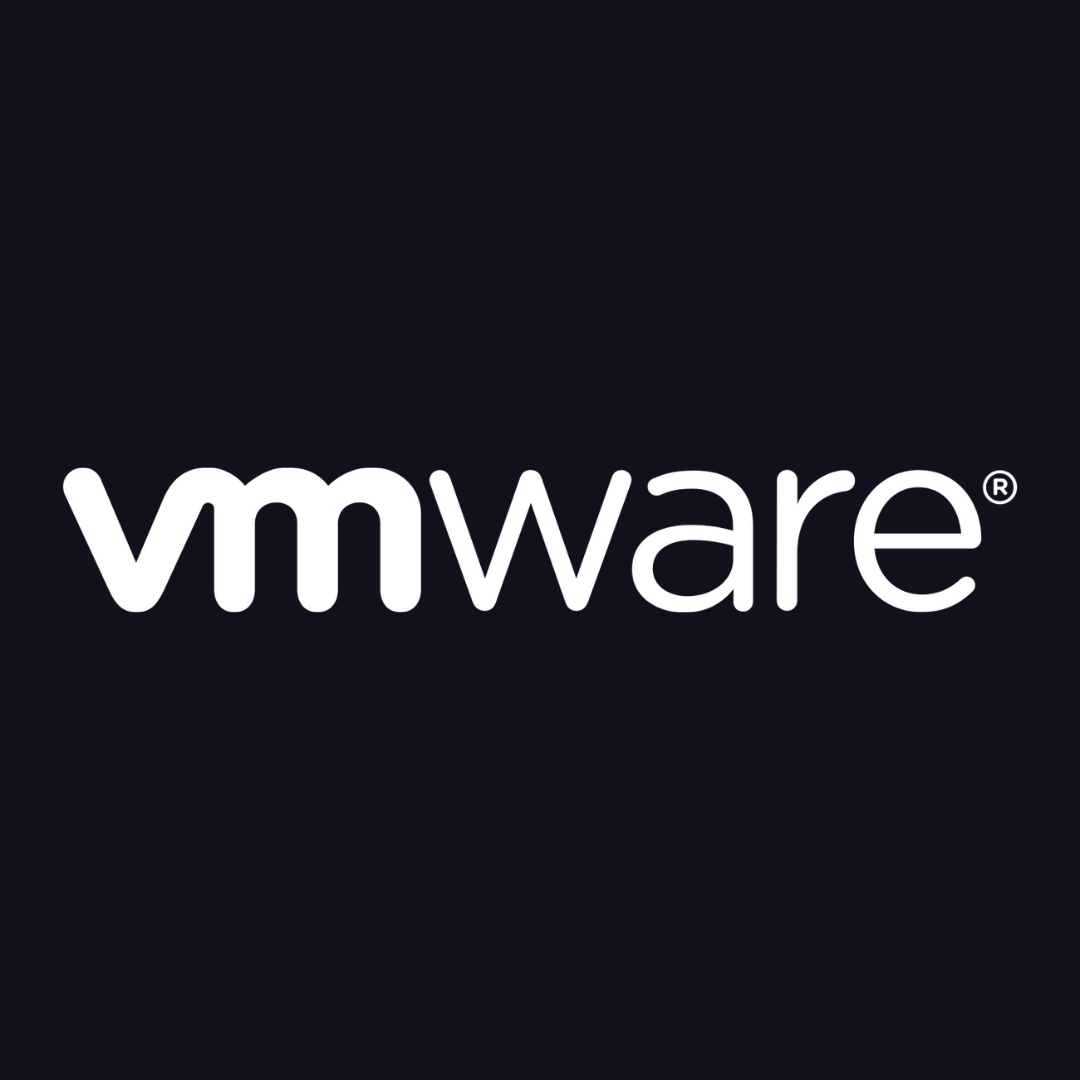 a white vmware logo on a black background