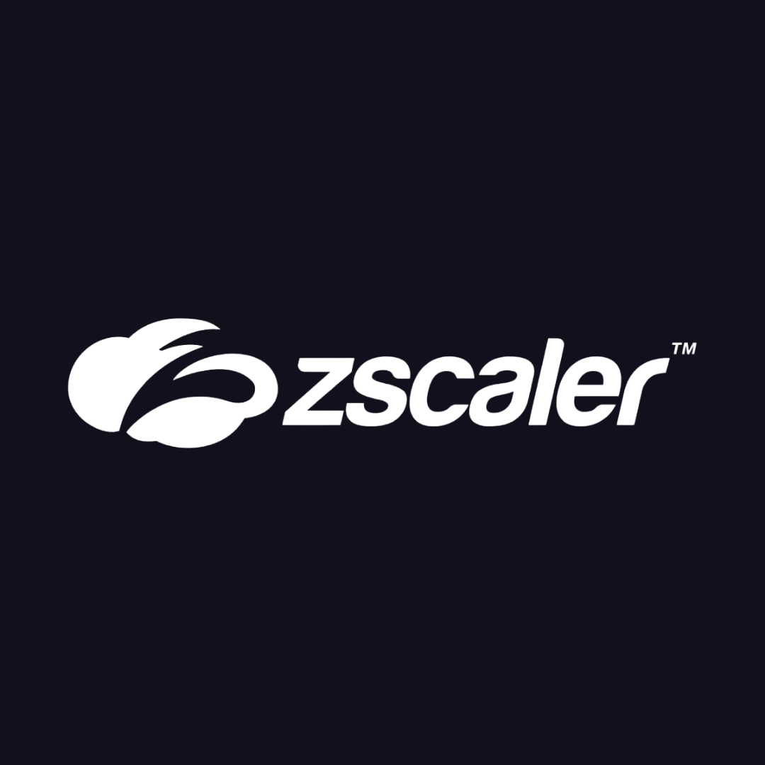 the zscaler logo is white on a black background .