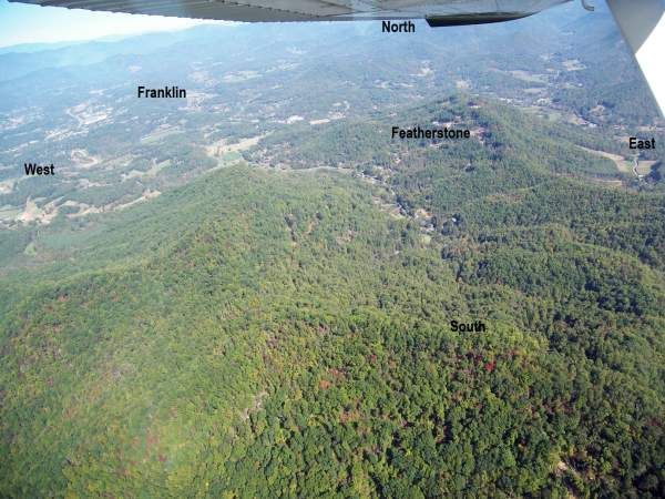 south east west aerial view of feathstone mountain community franklin north carolina
