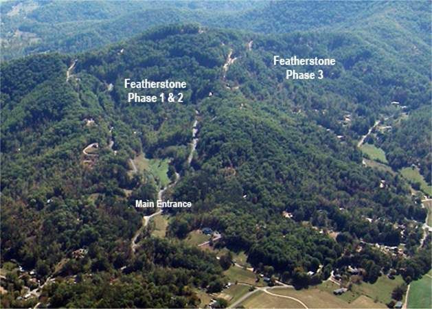 aerial view of feathstone mountain community franklin north carolina main entrance phase 1, 2, and 3