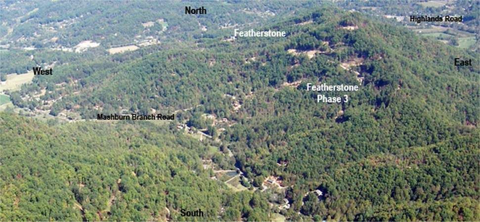 north west south aerial view of feathstone mountain community franklin north carolina phase 3 mashburn branch road