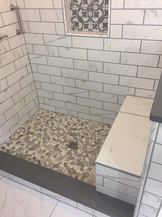 Bathroom Remodeling — Bathroom with Elegant Tiles in Amsterdam, NY