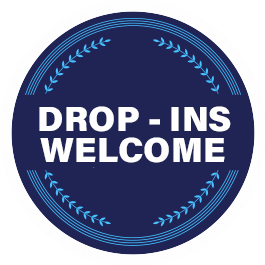 Blue circular sign with