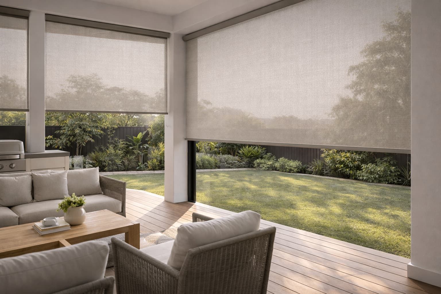 Outdoor blinds installed on a Geelong patio